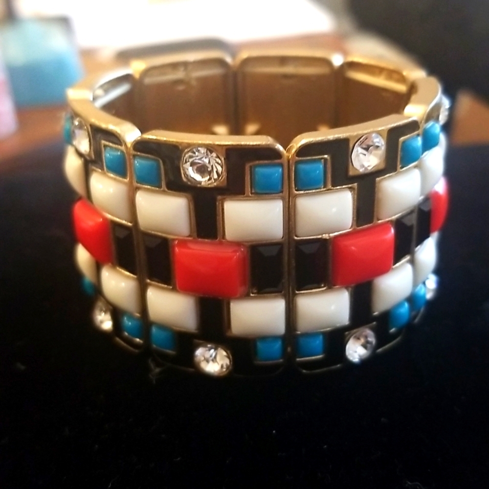 BOHO Inlayed Stone Stretch Bracelet NWOT